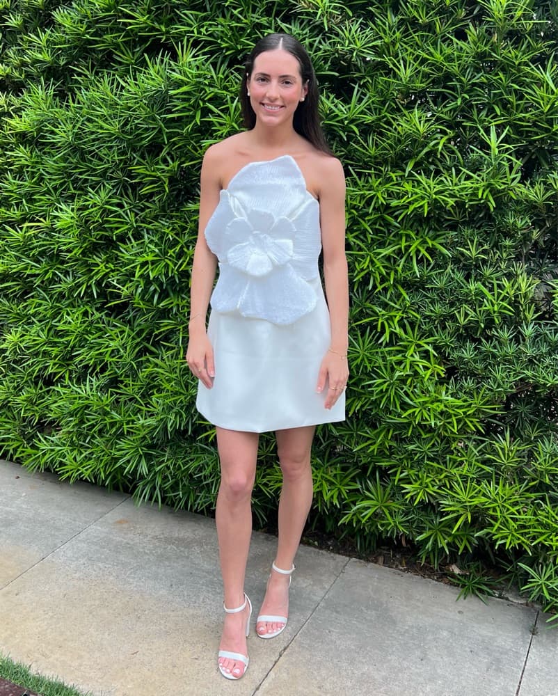 White Sequin Flower Mini Dress - Image 4