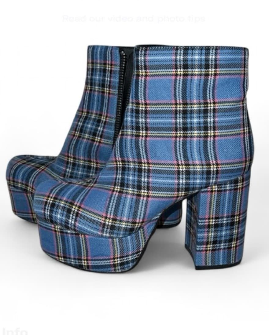 “AS IF” Blue Plaid Platforms - Image 3