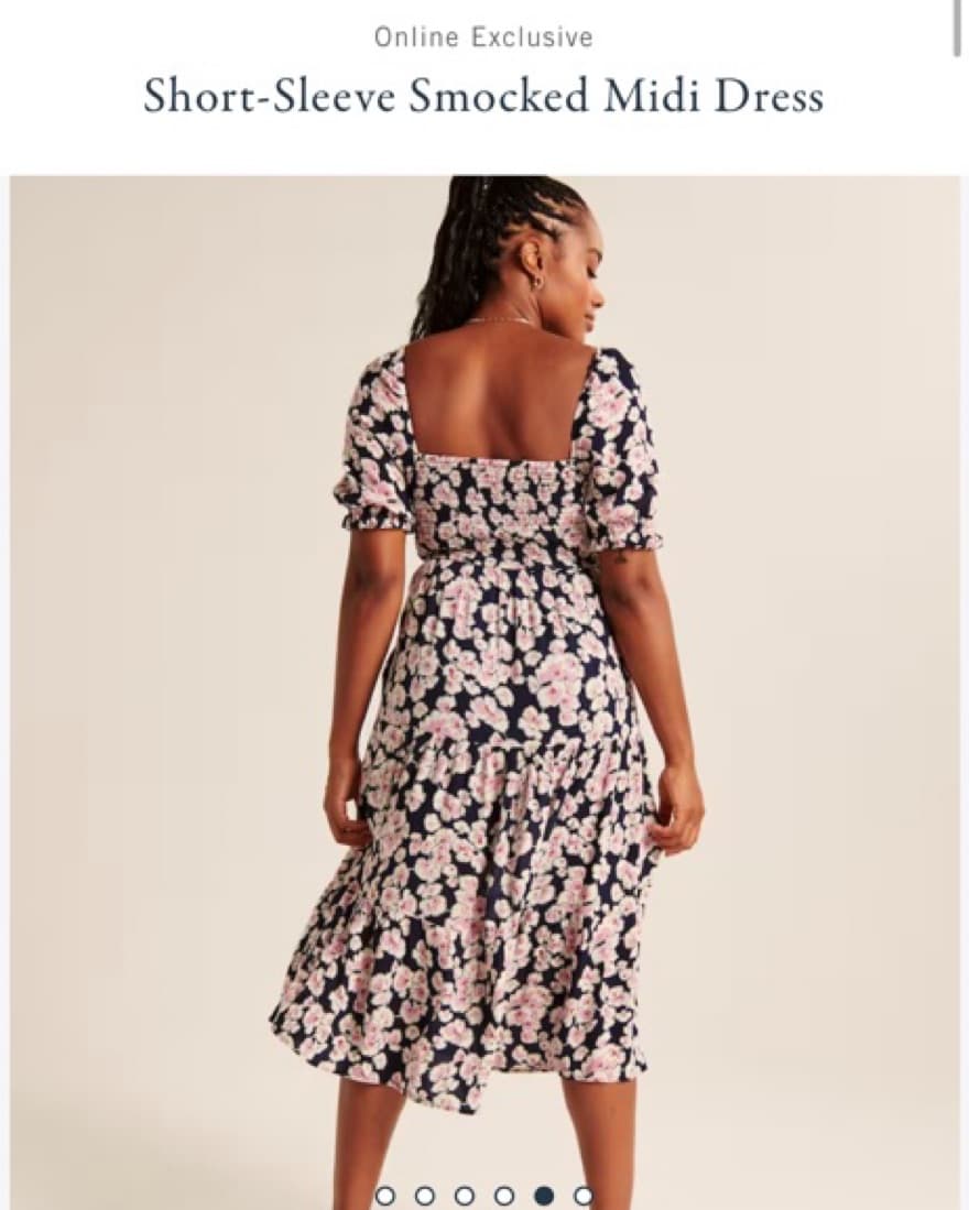 Floral Blue/Green Smocked Midi Dress - Image 5