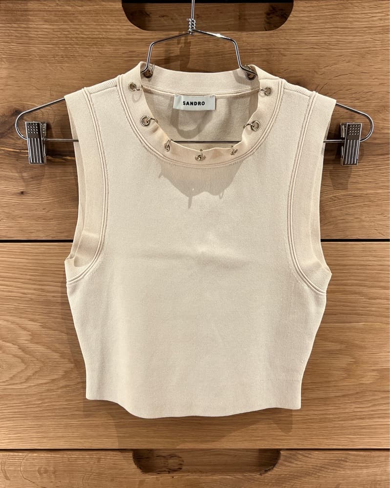 Sandro Aura Grommet Crop Top - Image 1