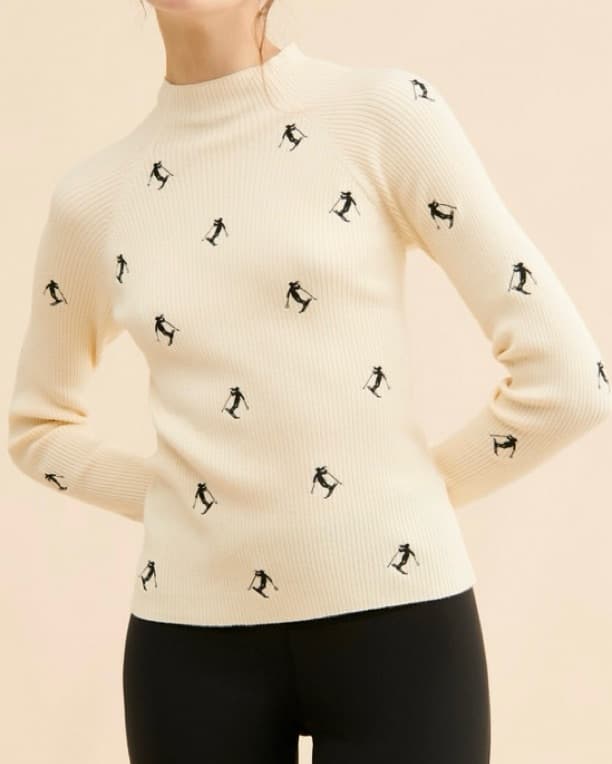 Maeve Embroidered Mock-Neck Sweater  - Image 1