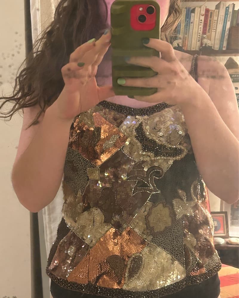 Vintagd Y2K Sequin Brown Top - Image 6