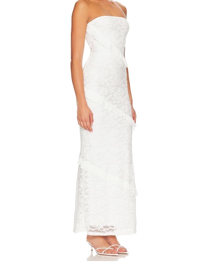 White Lace Strapless Dress - Image 2