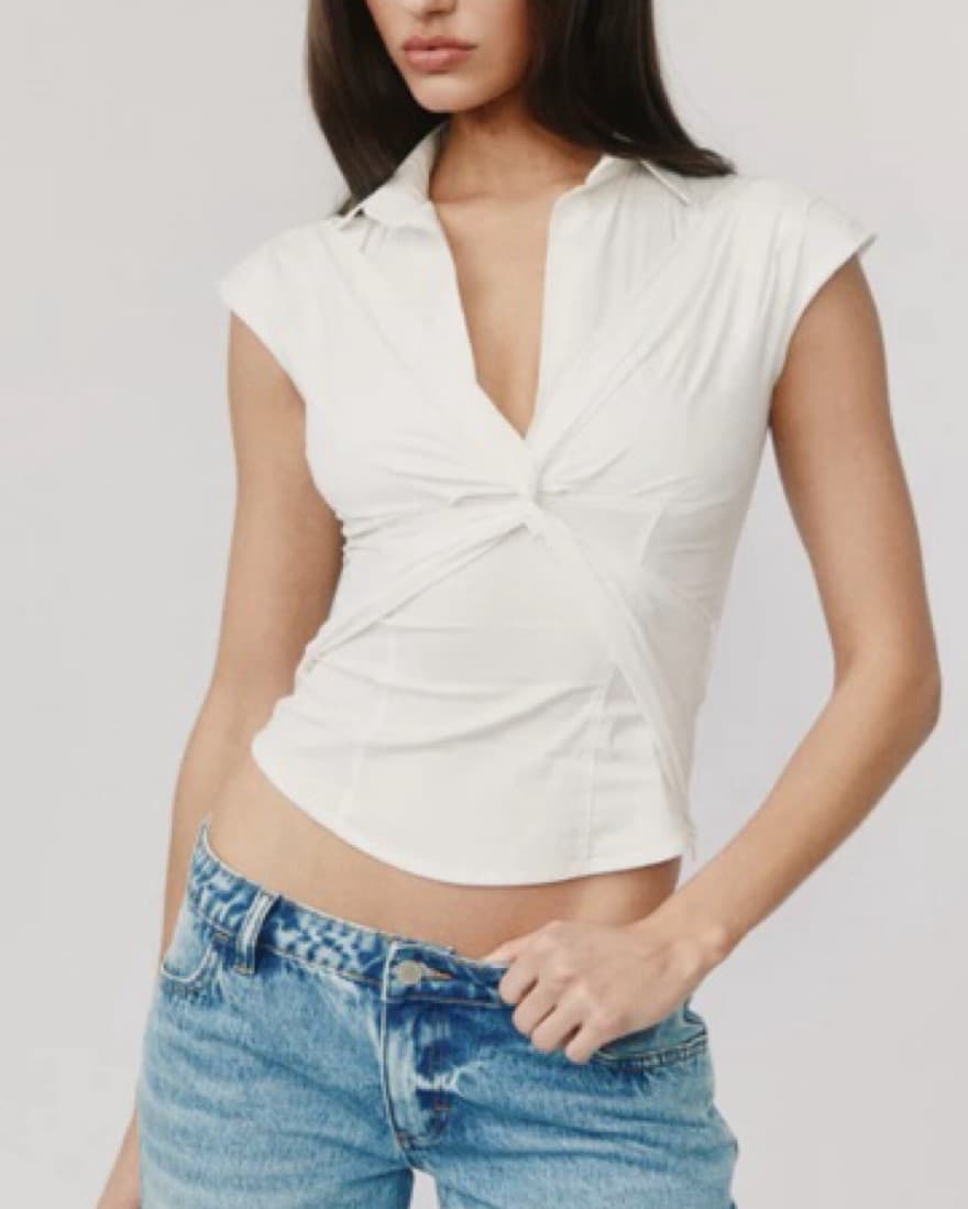 Sleek Twisted White Blouse - Image 6