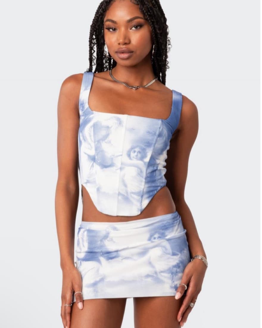 Edikted Saint Printed Mesh Corset - Image 1