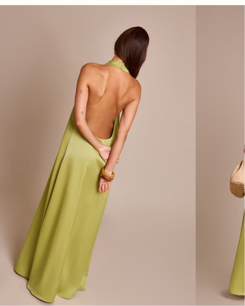 Lime Green High Neck Low Back Chartreuse - Image 2