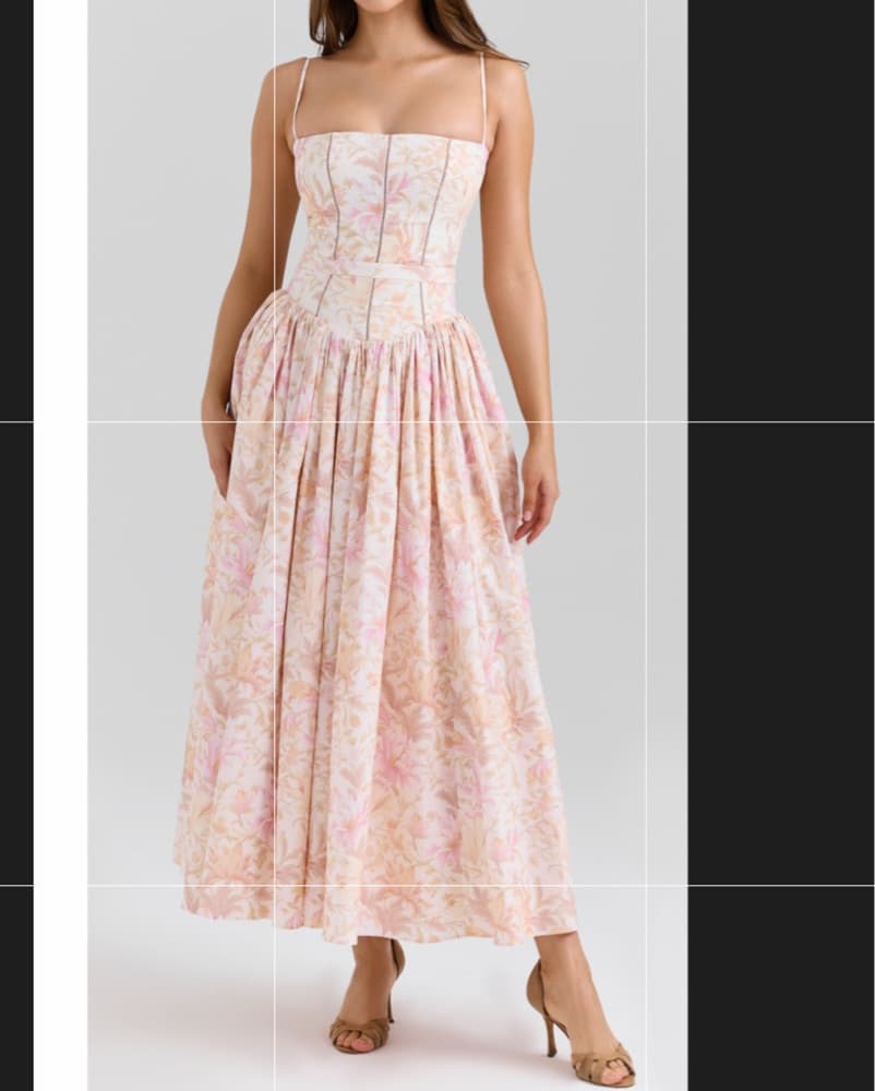 Floral Midi Dress with Pleated Skirt - Image 1