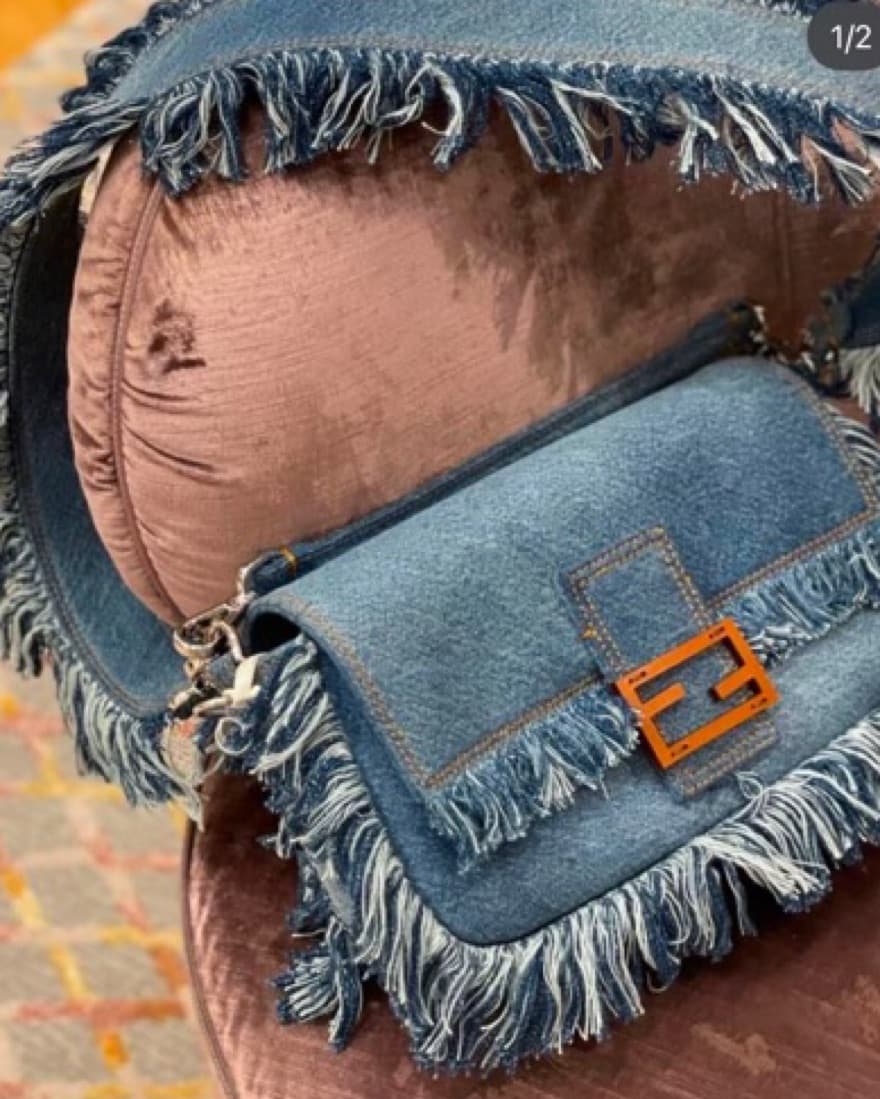 Fendi Denim Baguette Crossbody - Image 2