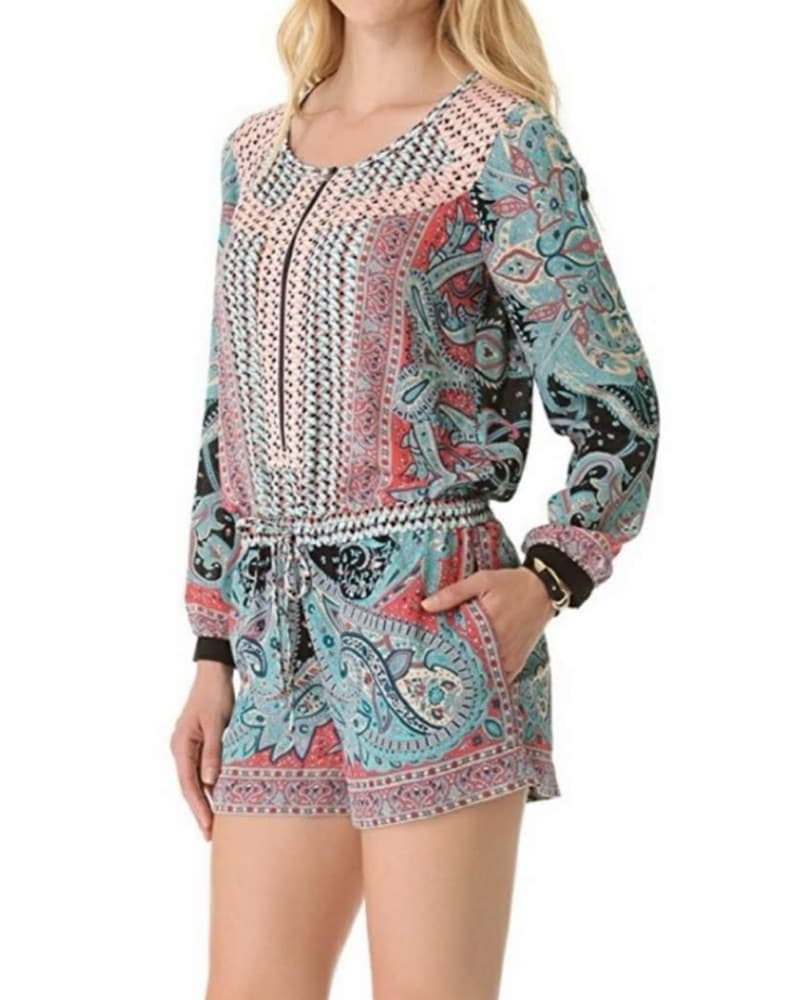 BCBGMAXAZRIA Boho Chic Printed Romper - Image 1