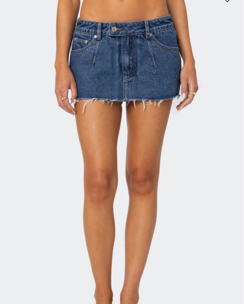 Clementine Low Rise Denim Micro Skort - Image 1