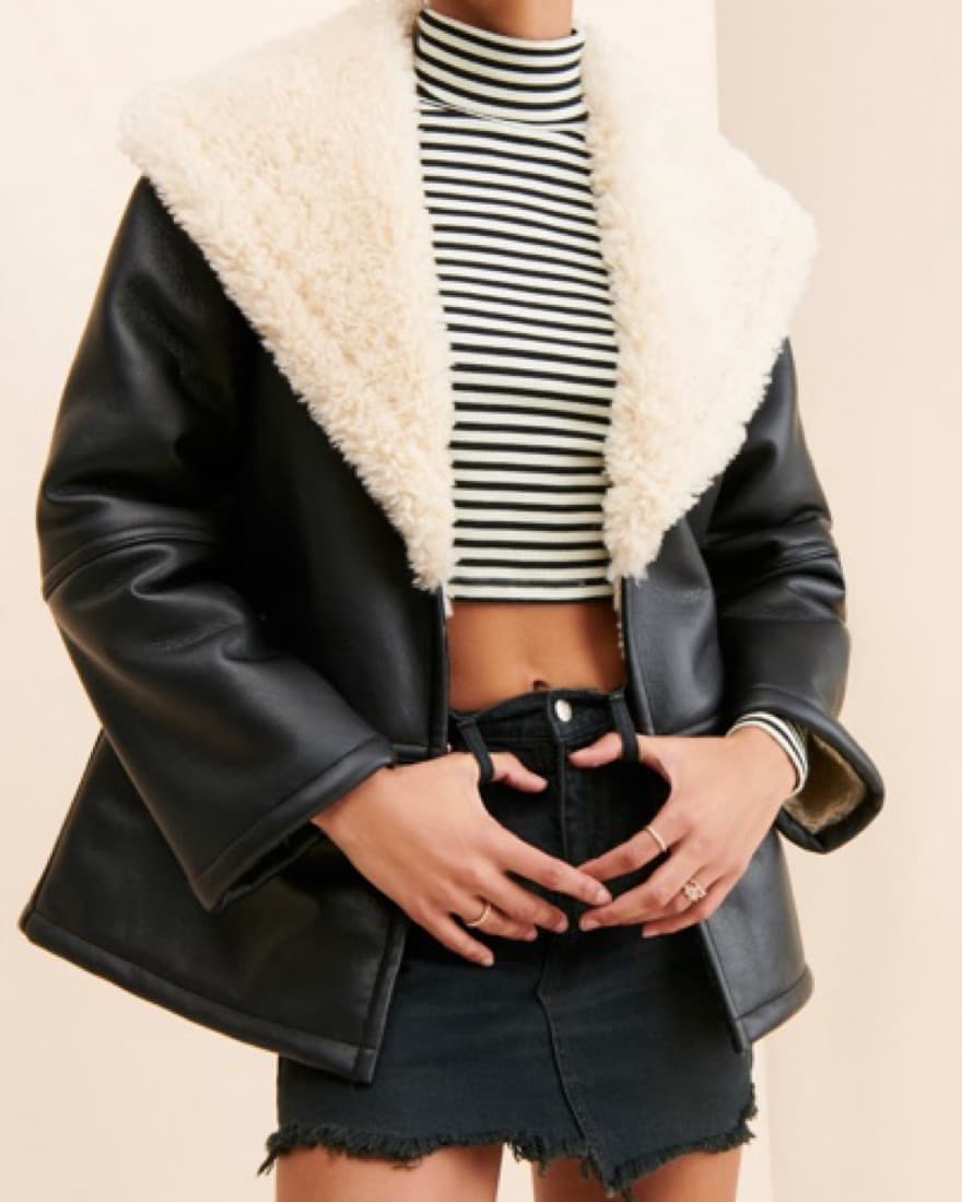 Free People Leather Fur Jacket - Image 2