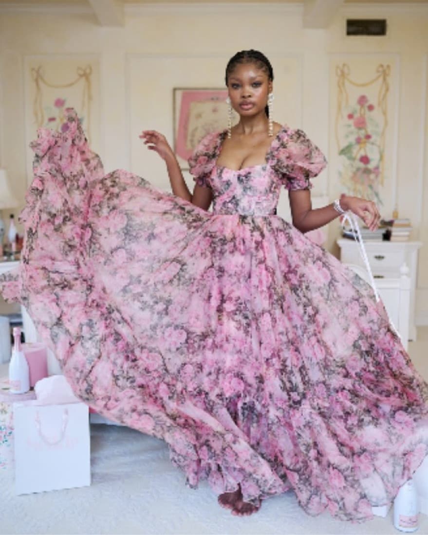 Selkie The Ritz Floral Puff Sleeve Gown - Image 4
