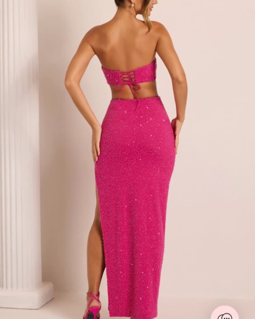 Oh Polly Cut Out Maxi Dress in Fuchsia - Image 2