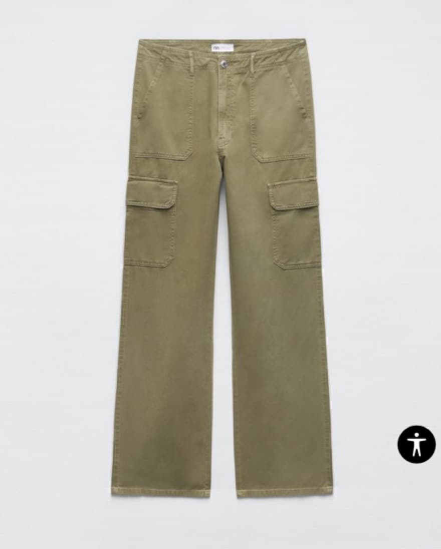 Zara Army Green Cargo Pants - Image 2