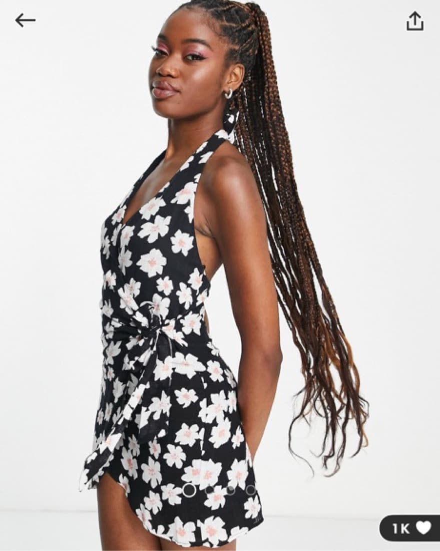 Black Floral Halter Dress - Image 3