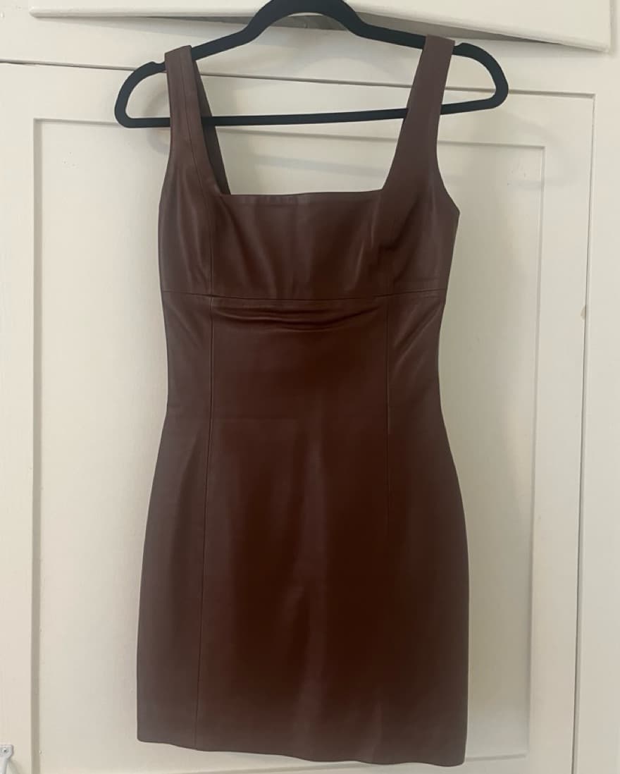 Zeynep Arcay Brown Leather Mini Dress - Image 4