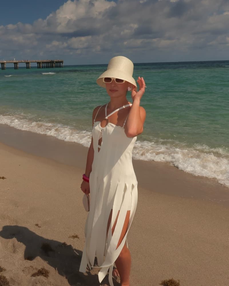 Cult Gaia White Fringe Dress Set Cutouts - Image 6