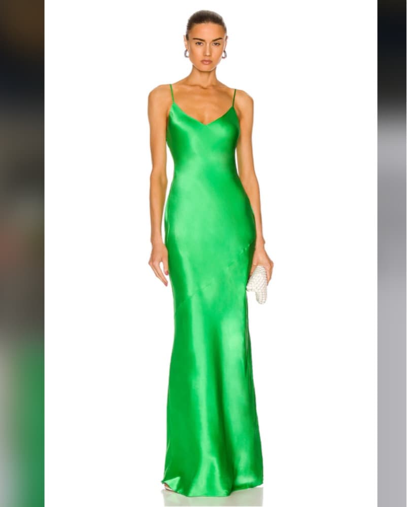 L’AGENCE Serita Maxi V Neck Bias Dress - Image 1
