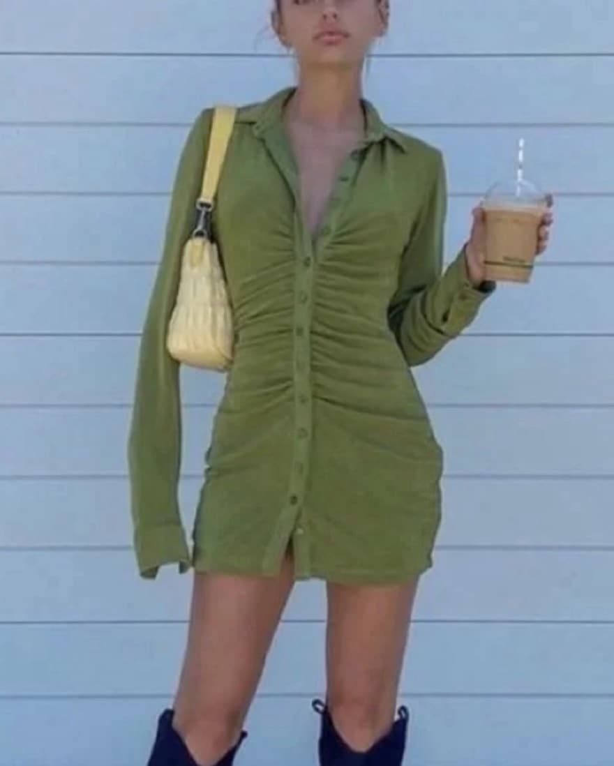 With Jean Green Dress - Image 2