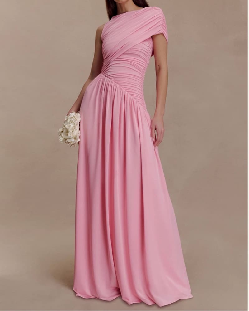 Pink Asymmetric Maxi Dress - Image 2