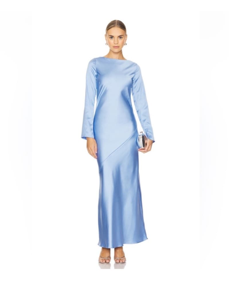 Elegant Blue Satin Gown - Image 1