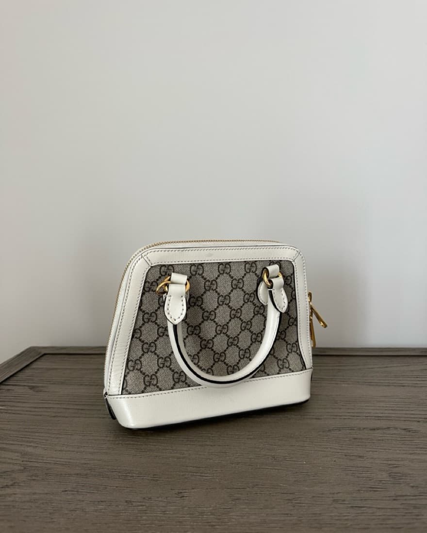 Gucci Beige/White GG Canvas Small Horseb - Image 2
