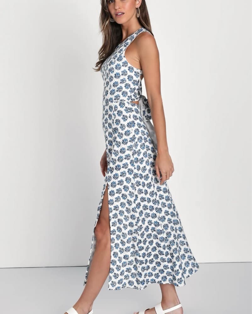 White & Blue Floral Lulu’s Dress - Image 3