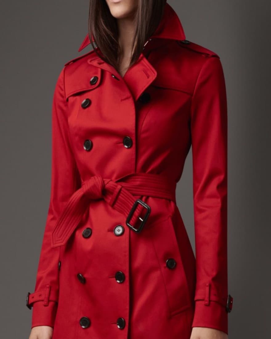 Red Burberry Garbardine Trench - Image 2