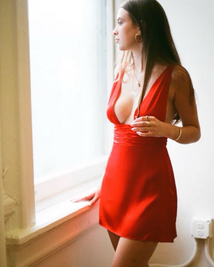 Two Bodies Red Silk Dress - Image 2