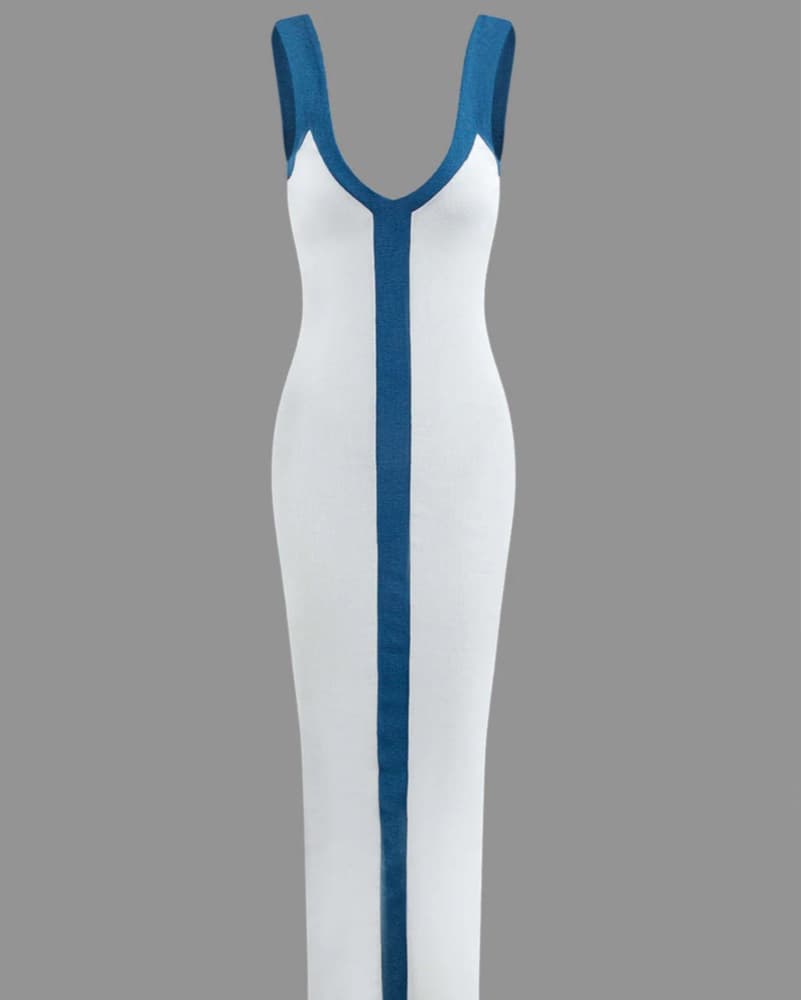 Elegant Color Block Maxi Dress - Image 2