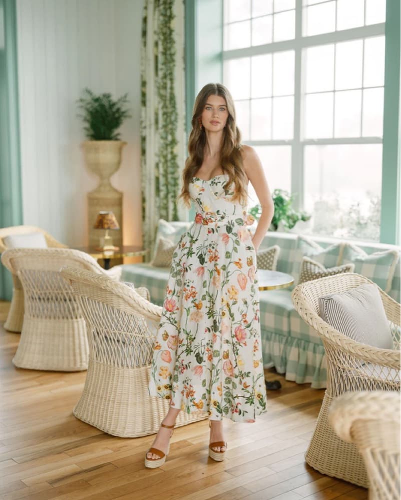 CALYPSO DRESS IN WHITE STEMS  - Image 4