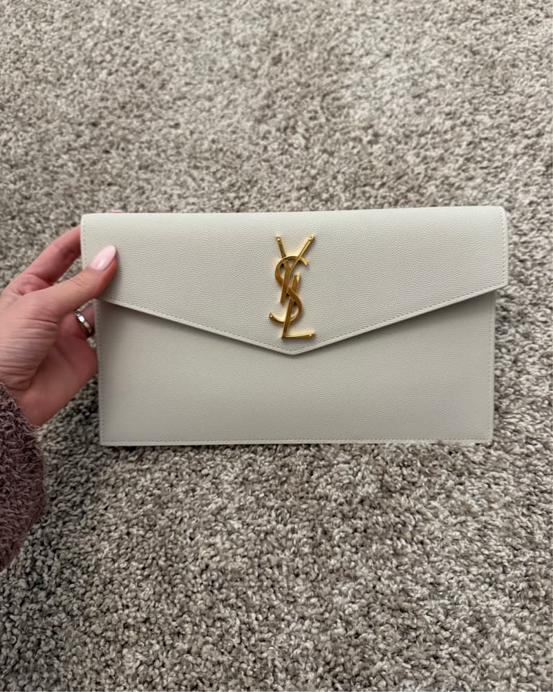 Elegant Beige YSL Envelope Clutch - Image 1