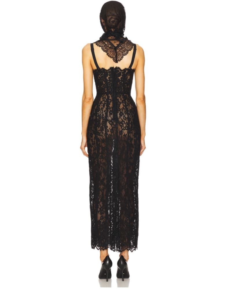 The Lace Column Dress in Black - Image 3
