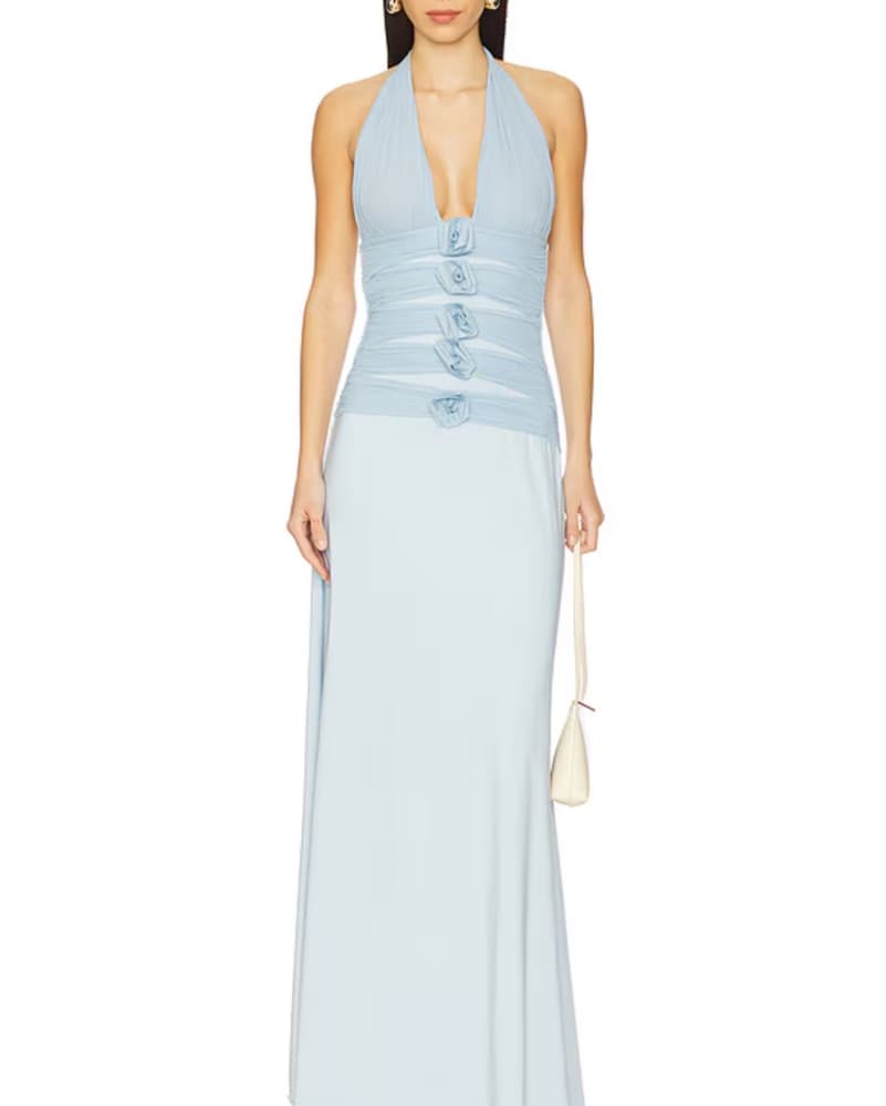 Elegant Halter Gown in Sky Blue - Image 2