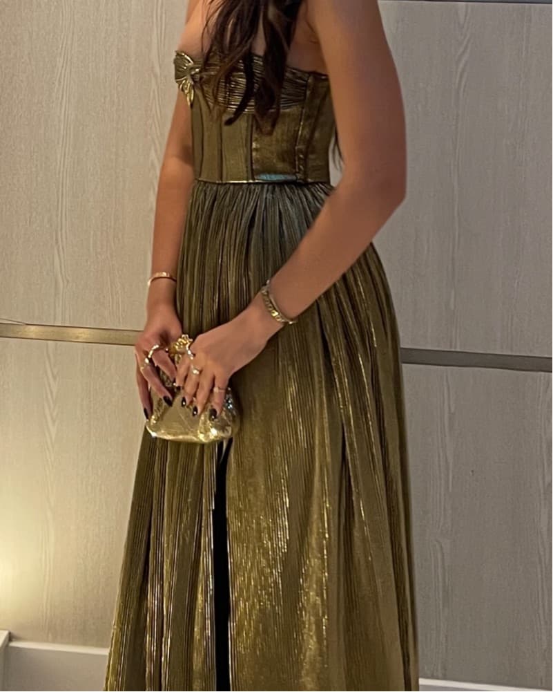 Florence Strapless Gown in Gold - Image 4