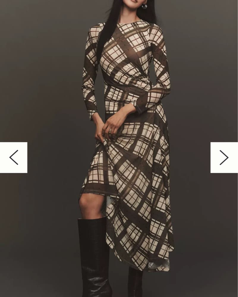 Chic Plaid Midi Dress - Image 1