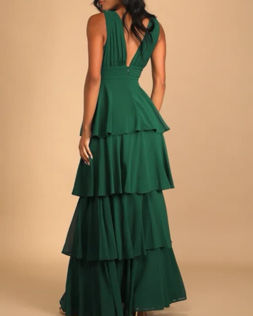Formal Evening Hunter Green Maxi Dress - Image 2