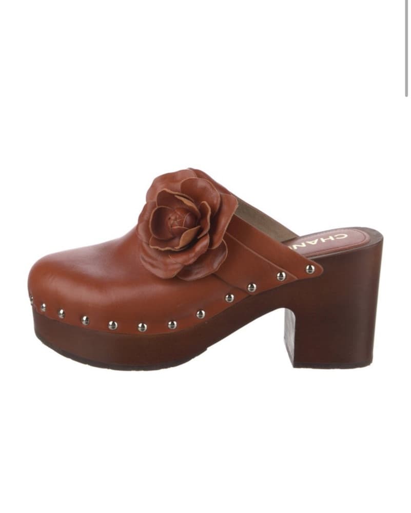 Chanel Studded Platform Flower Clogs - Image 3