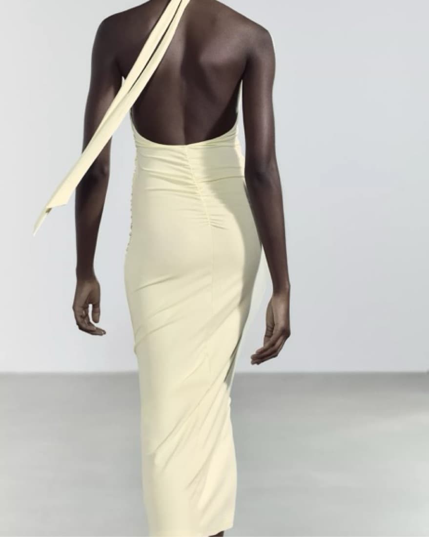 Butter Yellow Halter Dress - Image 5