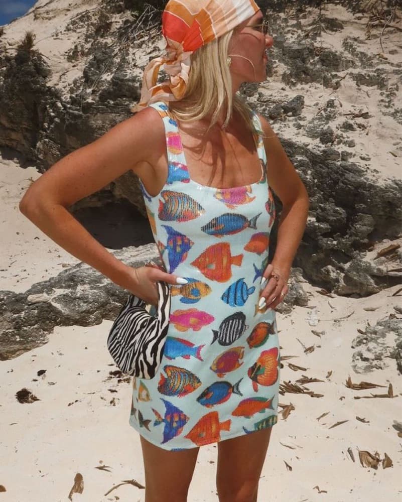 Sequin Rainbow Fish Mini Dress - Image 1