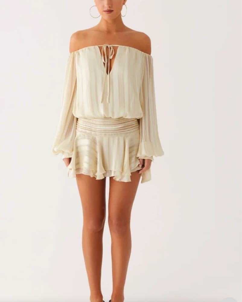 Peppermayo mini Off Shoulder Cream Dress - Image 1