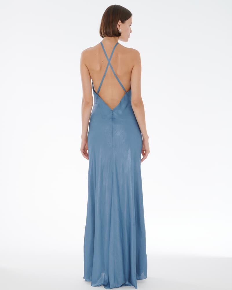 Blue Metallic Lamé Gown - Image 3