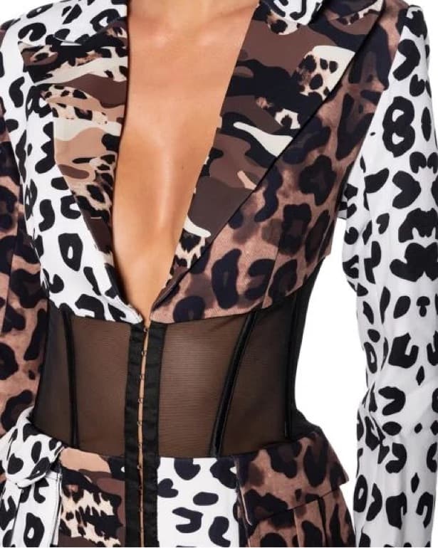 Patchwork Cheetah Blazer Dress - Image 3