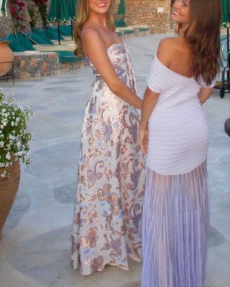 Alexis Lilac Printed Shimmer Gown - Image 4