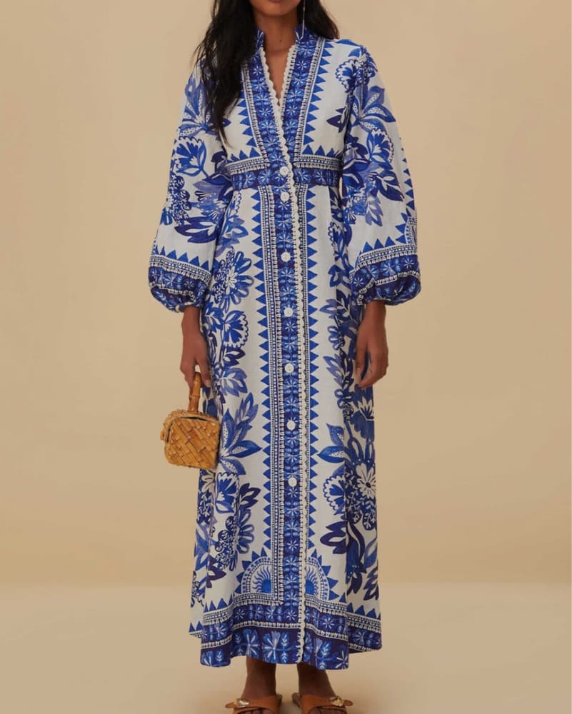 Farm Rio blue tapestry maxi dress - Image 1
