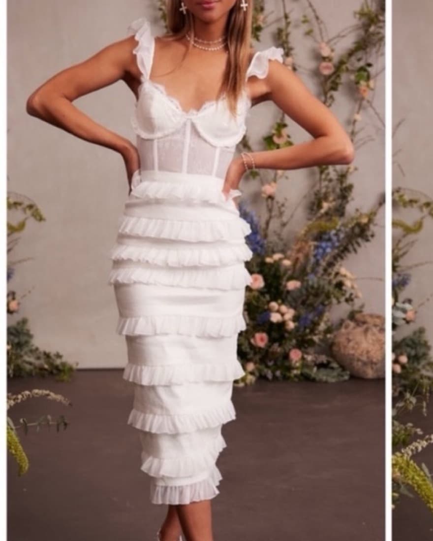 V. Chapman Fiorenza White Midi Dress - Image 2