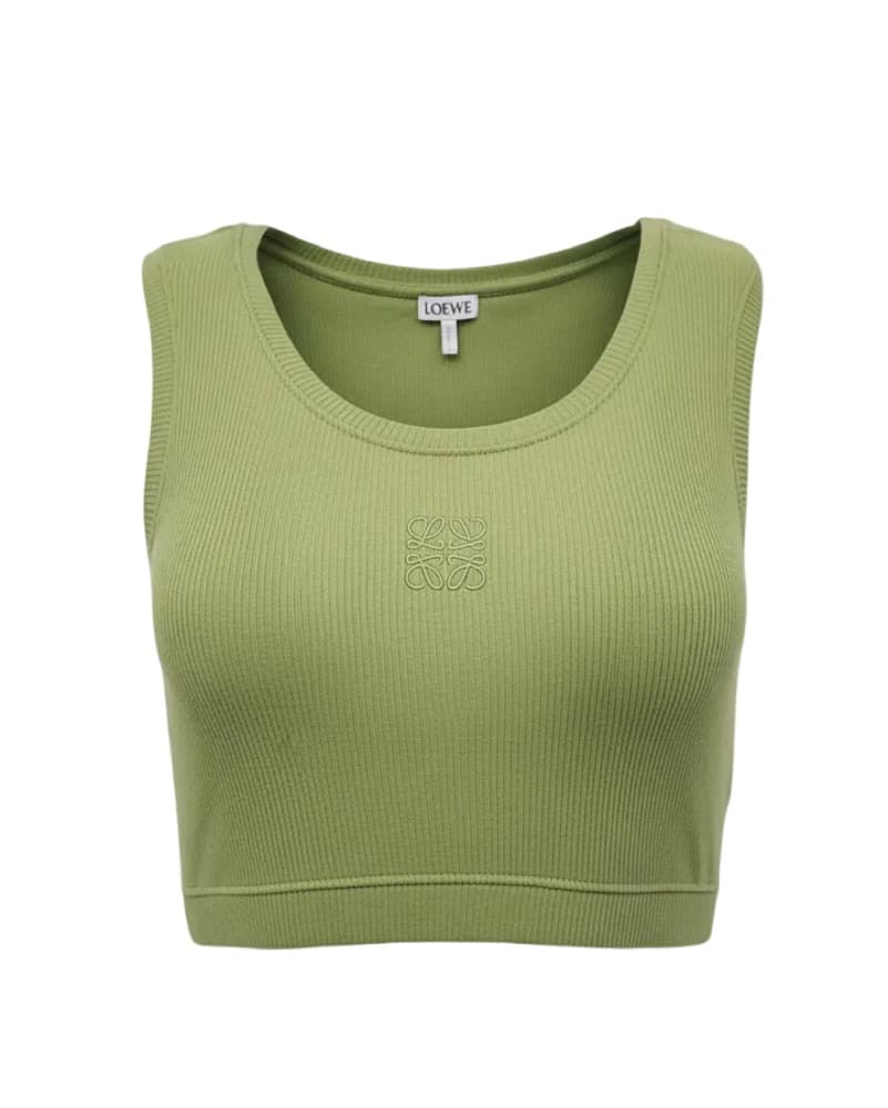 Loewe Green Cropped Anagram Tank Top - Image 1