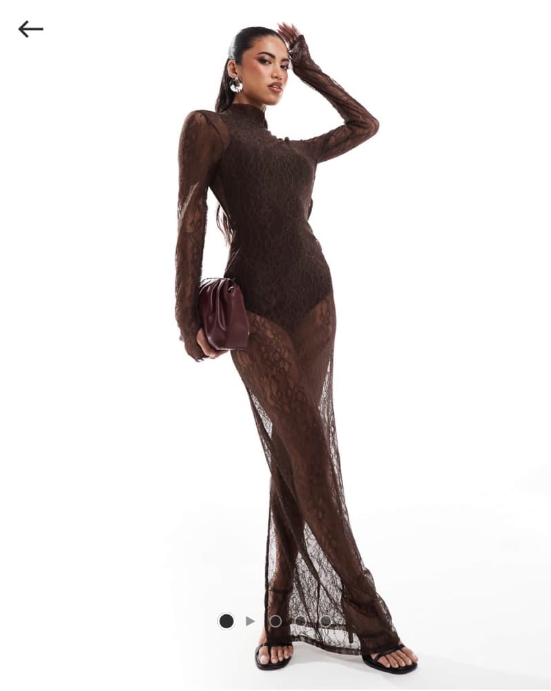 Brown Lace Maxi Dress - Image 1