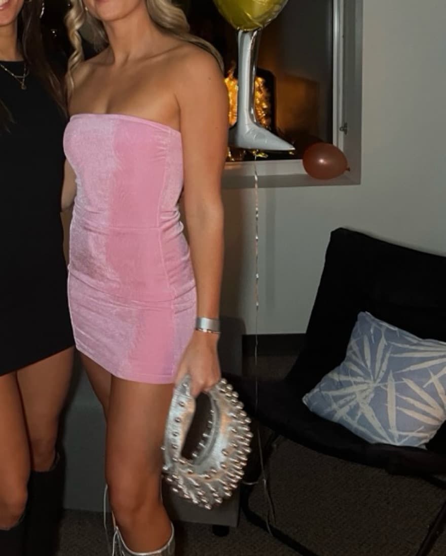 White Fox Pink Strapless Mini Dress - Image 1