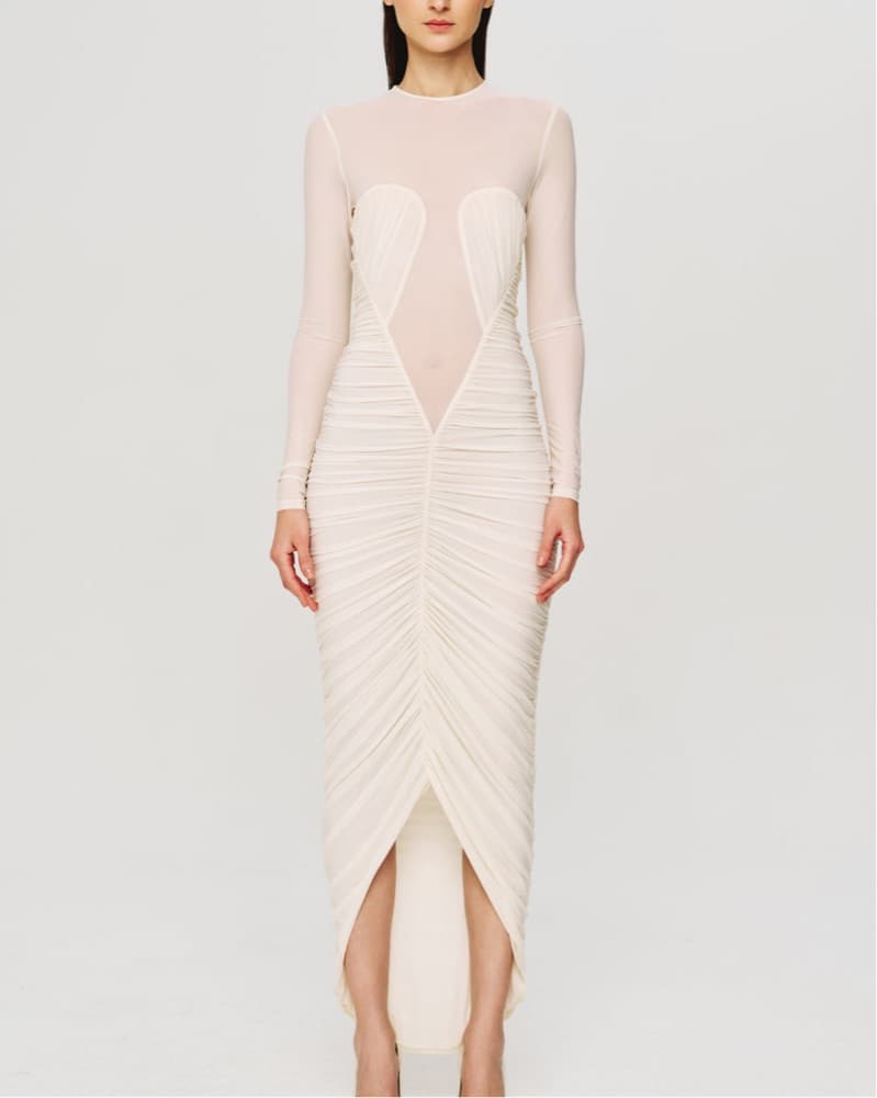 Sleek Ruched Midi Dress - Image 1